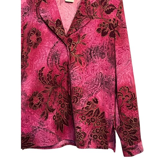 Koret Women 8 Pink Burgandy Floral Blazer Jacket Velour Burn out Career VTG - Picture 7 of 15
